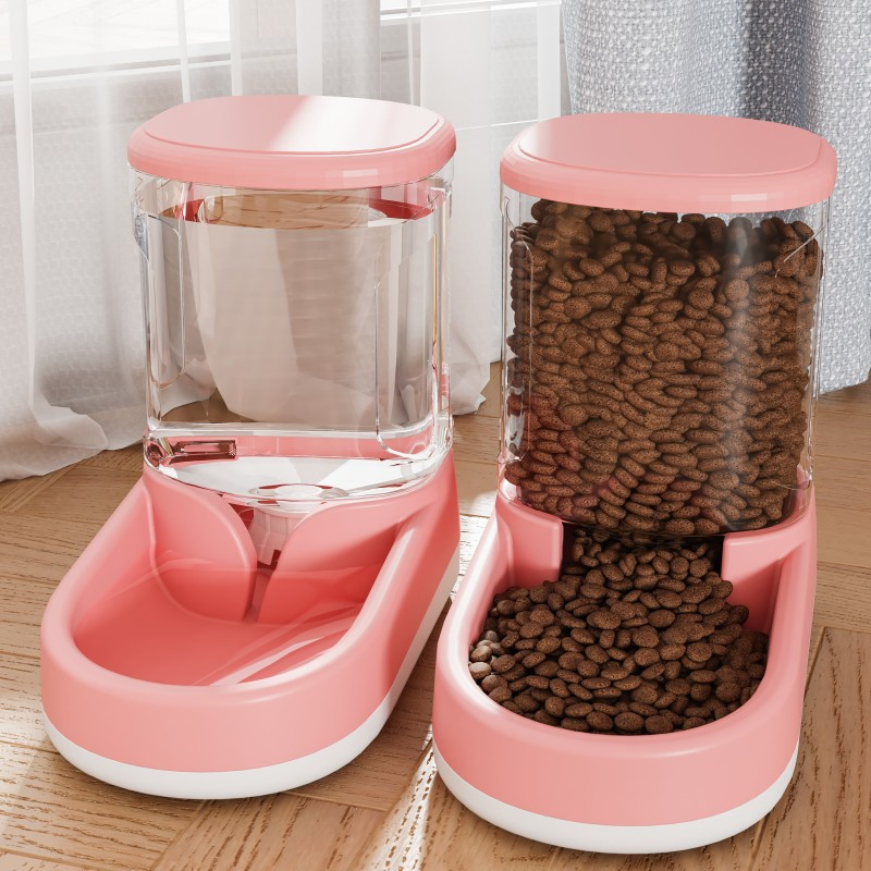 Large Capacity Detachable Pet Feeder Transparent Food Storage Dispenser Container Dog Cat Food Water Bowl Feeder