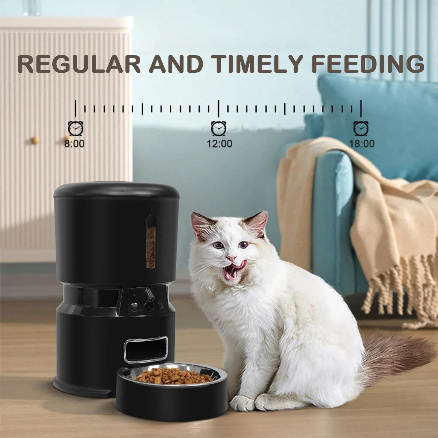 Pet Products 4L Smart Automatic Timed Cat Food Dispenser Auto Pet Dog Feeder with Voice Recording Pet Smart Automatic Feeder Dual Camera Timing Remote Feeder