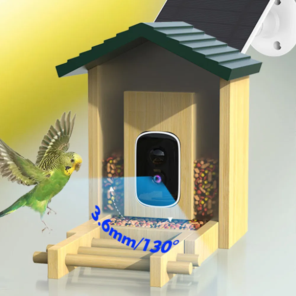 Outdoor Smart Bird House Feeder with Camera Real-Time Monitoring Solar Powered Squirrel Proof Gift for Parrot Watchers