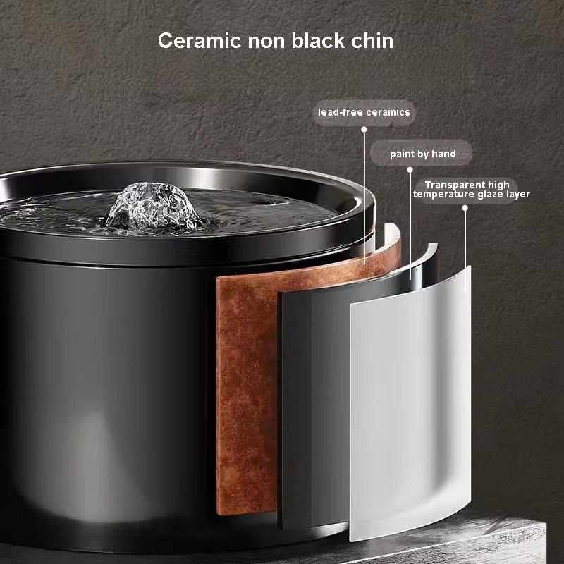Automatic Ceramic Pet Water Fountain with Silent Circulation Filter Battery-Powered for Cats Dogs