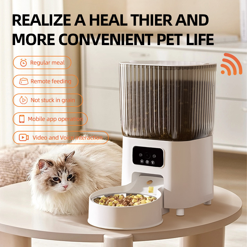 Automatic Stainless Steel Pet cat Feeding Device with Wifi App Remote Control for Timed and Quantitative Feeding
