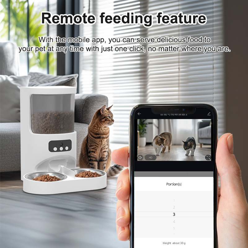 OEM/ODM Smart Pet Feeder with Camera, 4L 6L Automatic Dog Cat Food Dispenser with WiFi/APP Control &amp; Video Monitoring