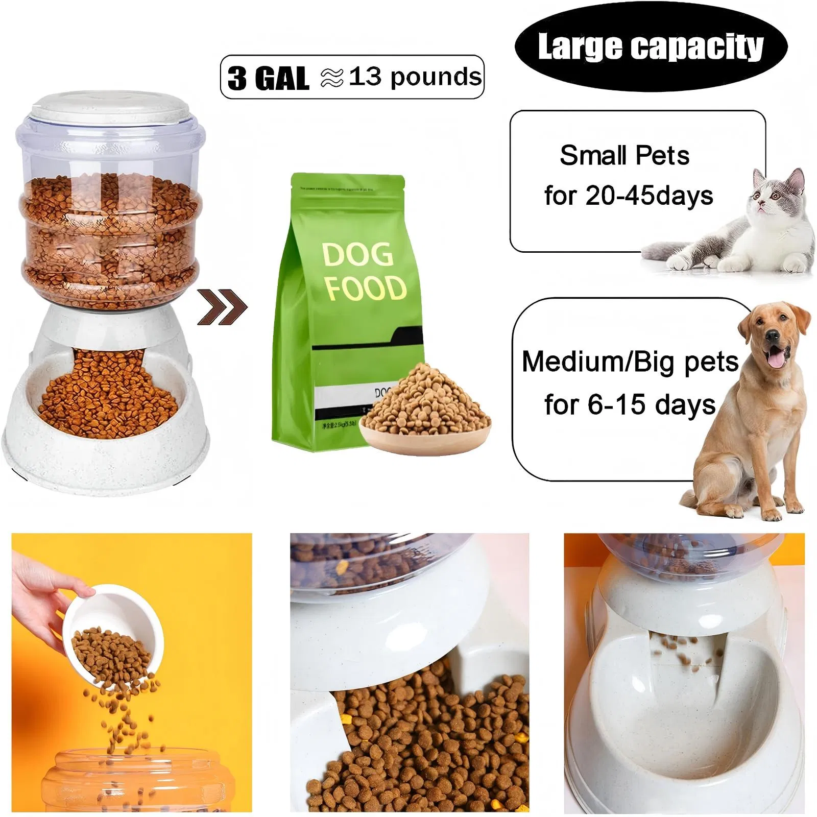 Amazon New Arrival Best Seller Large-Capacity Pet Feeder Water Dispenser for Multi-Pet Homes 11L for 20days Dog Cat Food Water Gravity Feeder