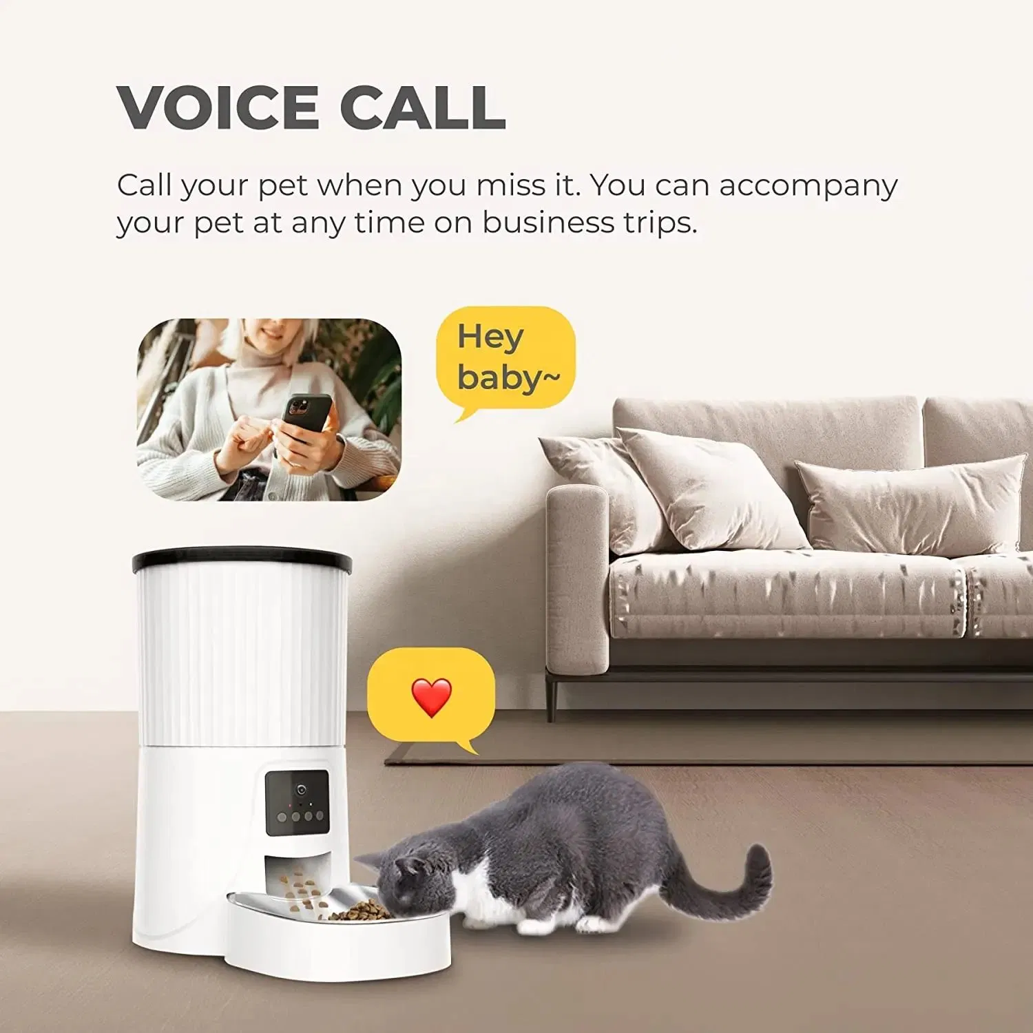 1080P Full HD Video Camera 4L Pet Bowl 10s Voice Recording Time Feeding Automatic Pet Feeder