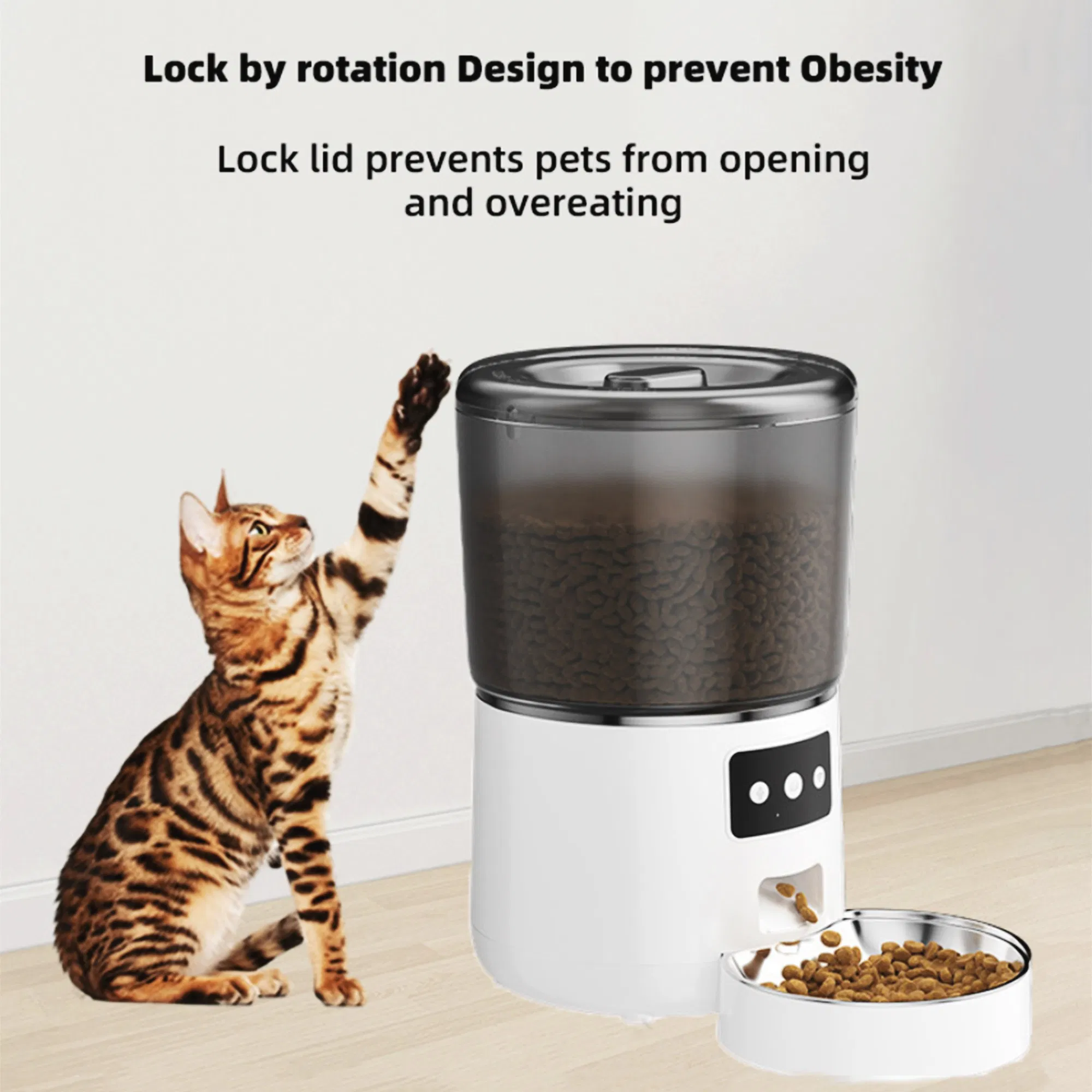 4L Smart Cat Feeder Stainless Steel Bowl Programmable Dog Food Dispenser for Pets