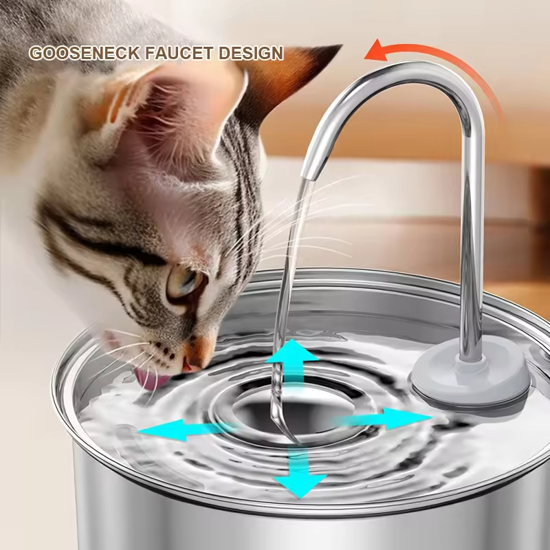 Automatic Water Fountain for Cats Stainless Steel Pet Drinking Feeder Supply