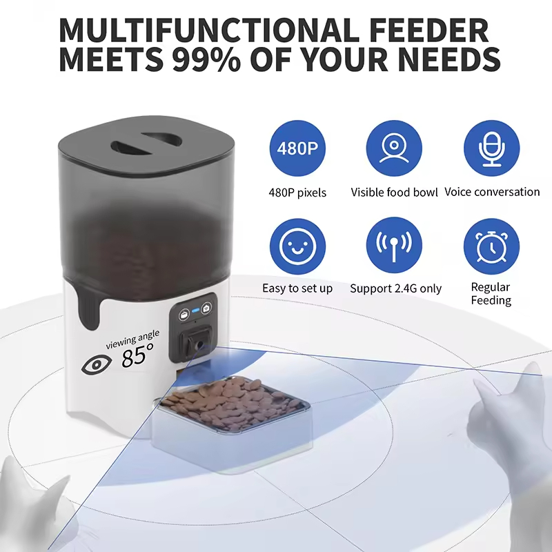 Automatic Cat Feeder with Camera Monitoring Pet Fixed Time Feeding Bowl