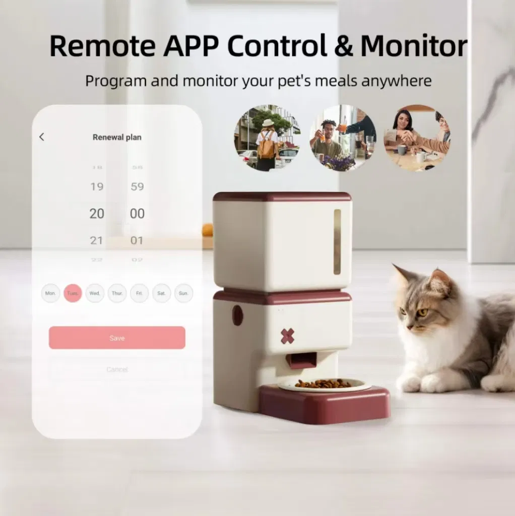 Automatic Pet Feeder 3.5L WiFi APP Control Visible Ceramic Bowl 1-5 Meals Timed Dual Power Supply Food Dispenser for Cats