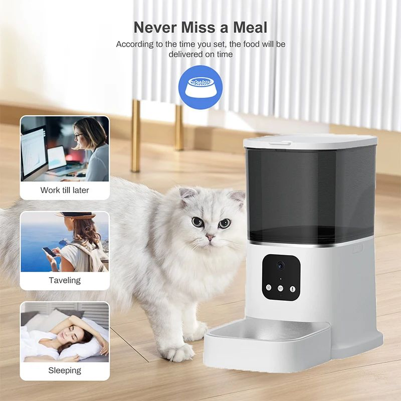 Pet Products WiFi APP Remote Control Cat Dog Bowl Dual HD Cameras 6L Smart Automatic Pet Food Feeder for Cat Dogs Pet Feeder Supplies
