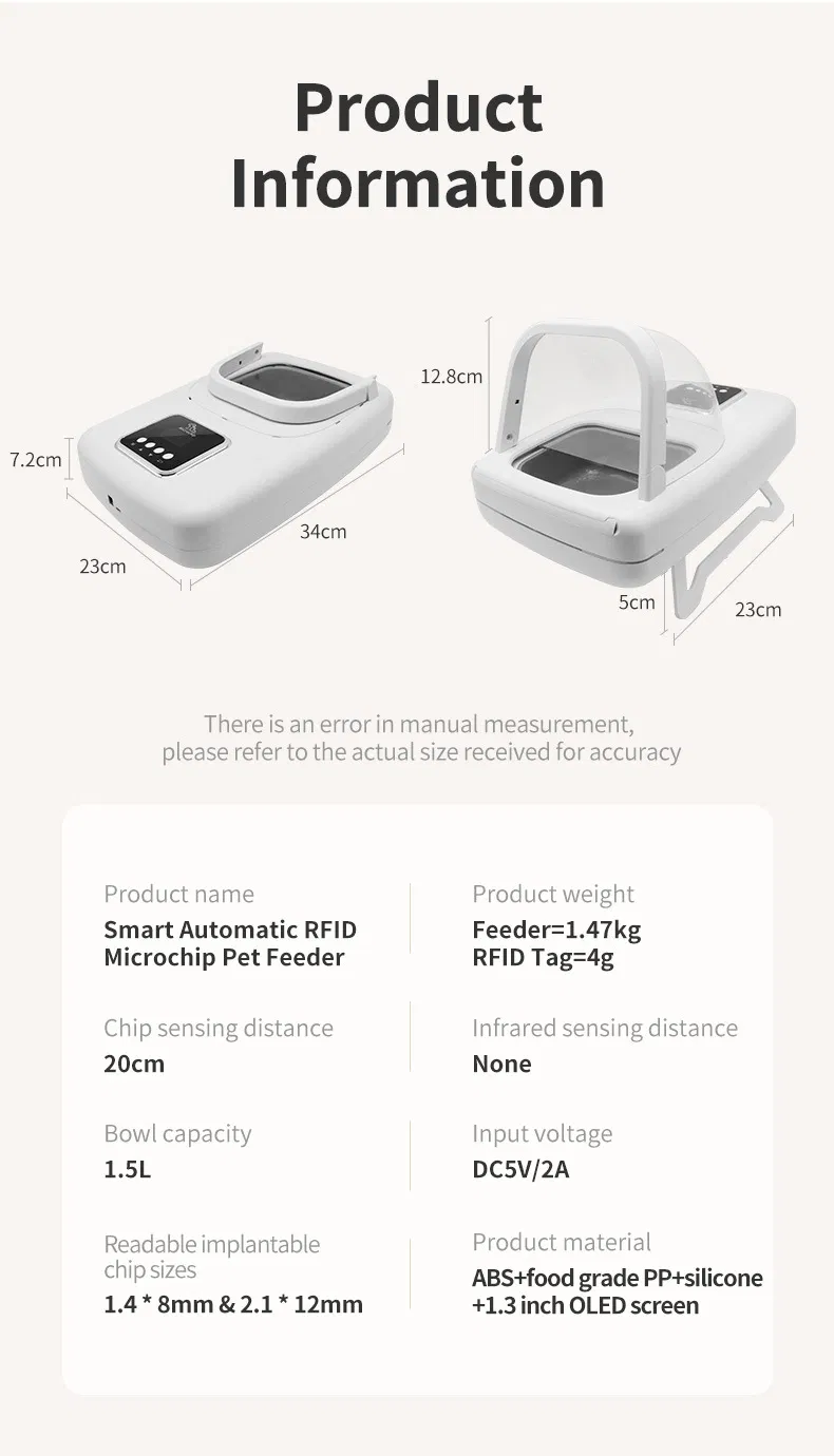 Pet Smart Automatic Food Feeder with RFID for Dogs and Cats