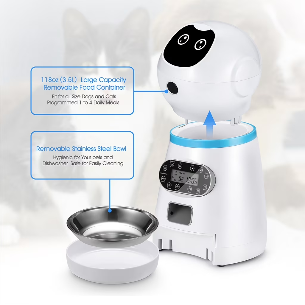 Factory Price Automatic Pet Feeder Timed Cat Feeder with Voice Recording Stainless Steel Bowl for Home Dog Cat Feeding