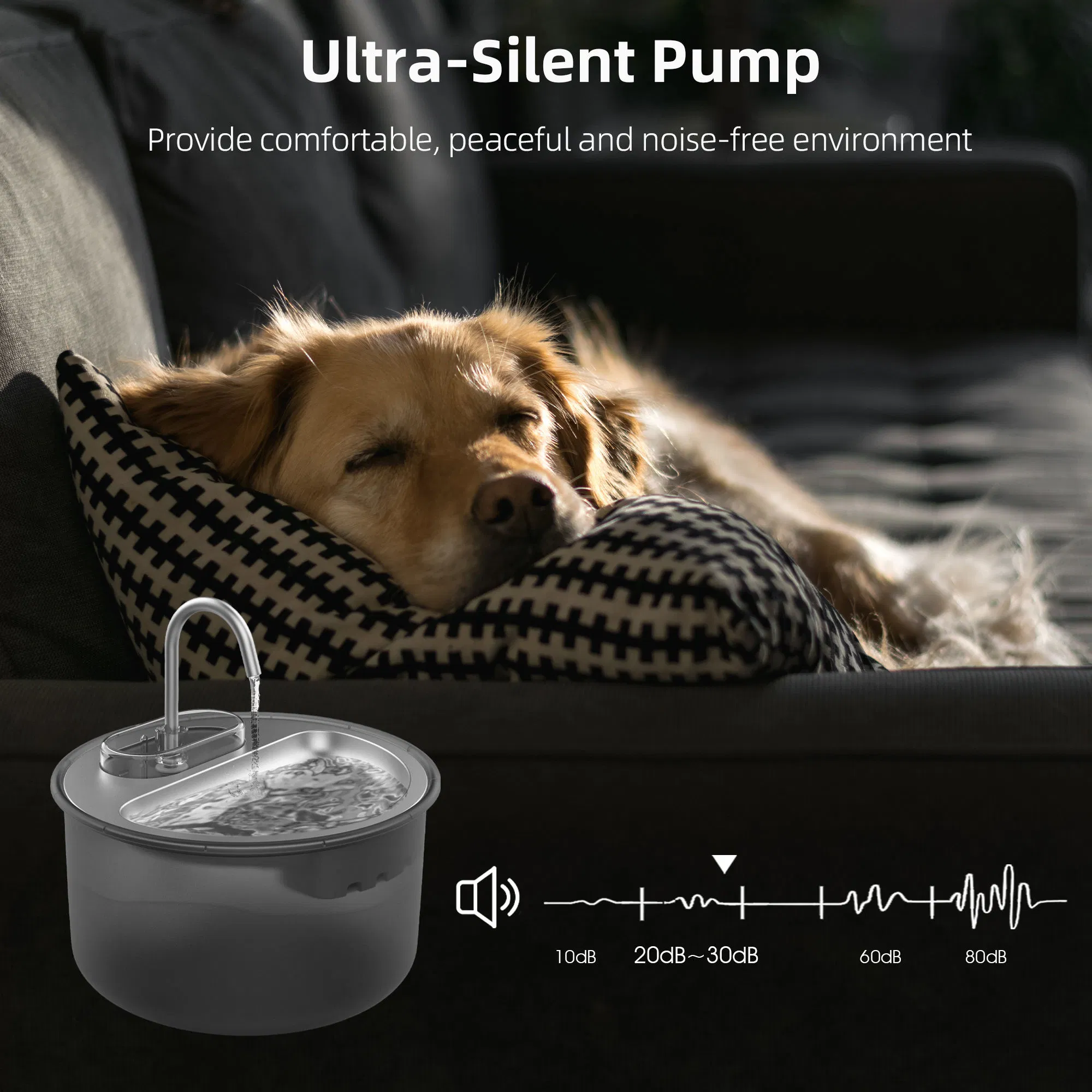OEM 4L Cat Water Dispenser Visible Window Tuya WiFi APP Dog Water Fountain Automatic Pet Drinking Water Fountain Stainless Steel