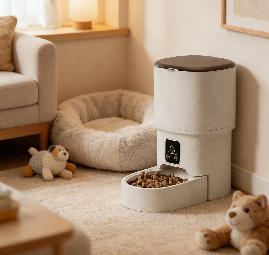 Automatic Feeding Device for Cats Dogs Timed Smart Feeder Wireless Remote Control Charge Solid 4L Capacity Eco-Friendly Durable