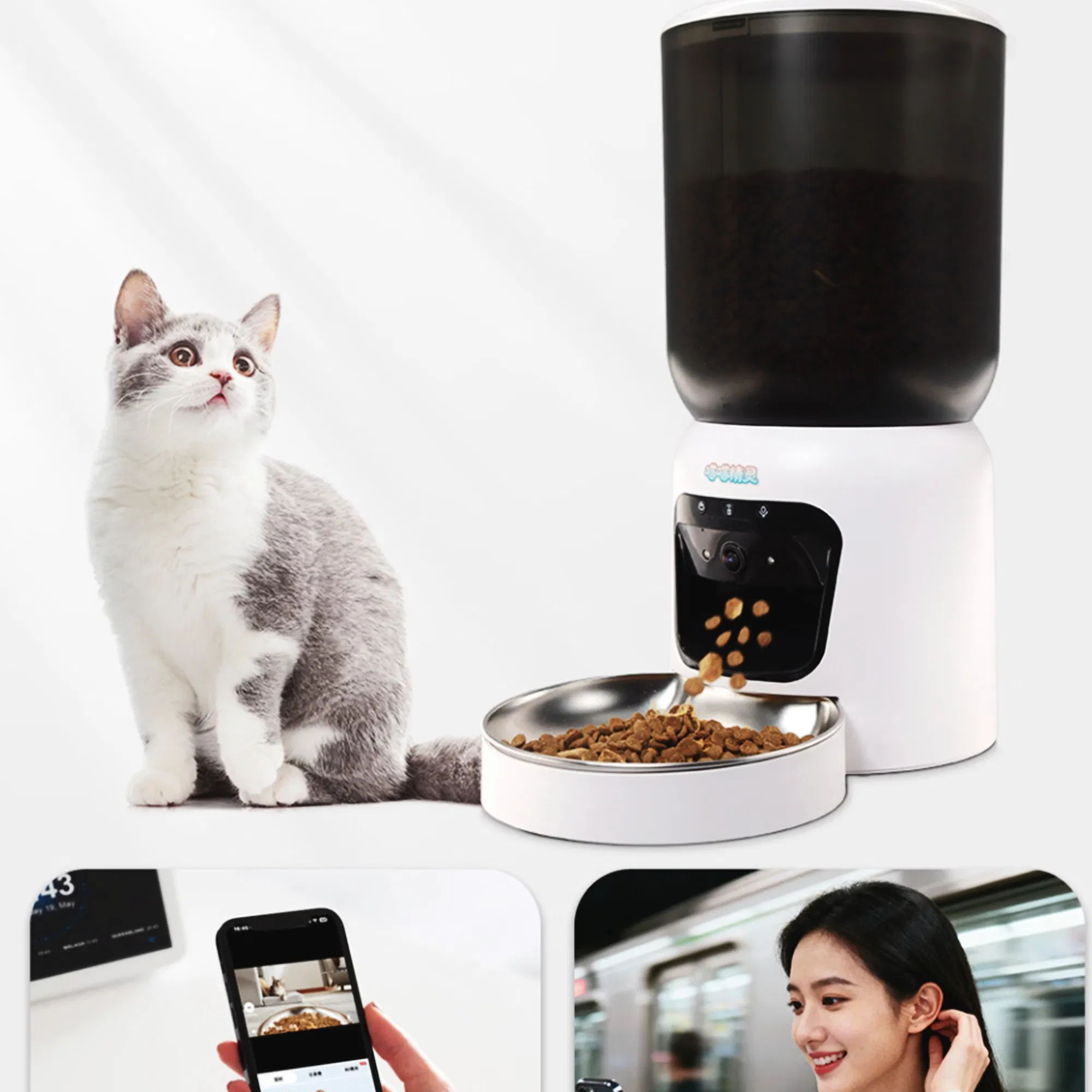 Stainless Steel Bowl Automatic Pet Feeder Portion Control Food Dispenser for Cats and Dogs