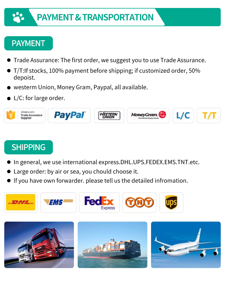 Payment Methods and Shipping options