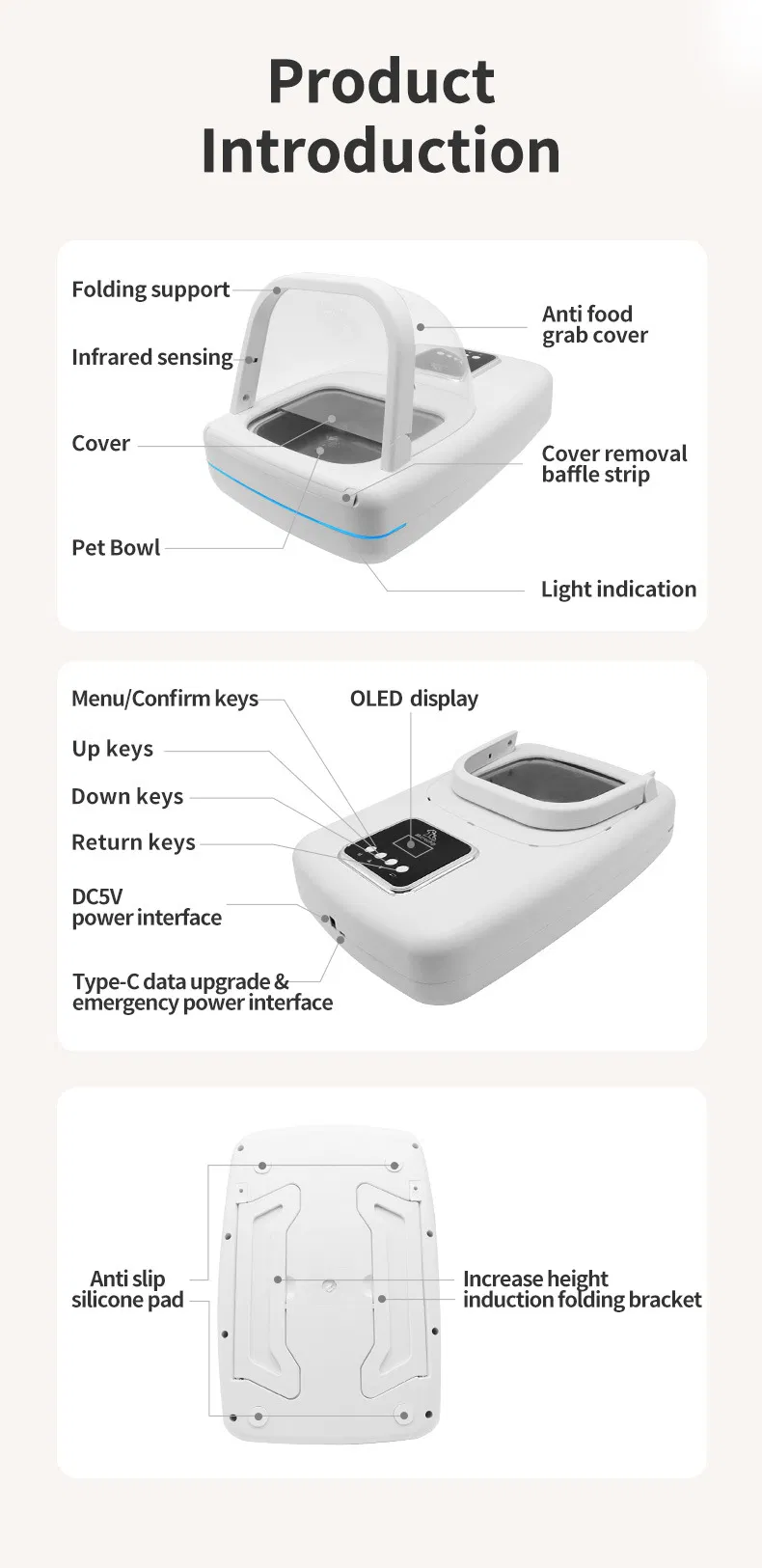 Pet Smart Automatic Food Feeder with RFID for Dogs and Cats