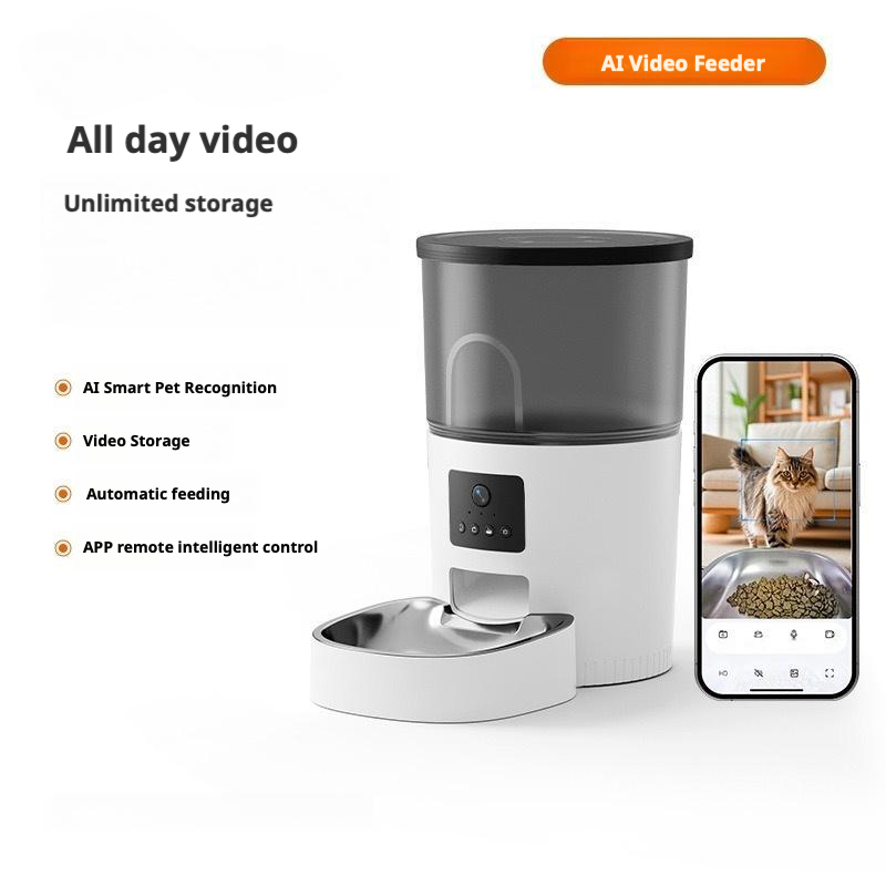 3L Plastic Chargeable Video Recording Smart APP Controlled Pet Feeder with Remote Timed Feeding for Dry Pet Food