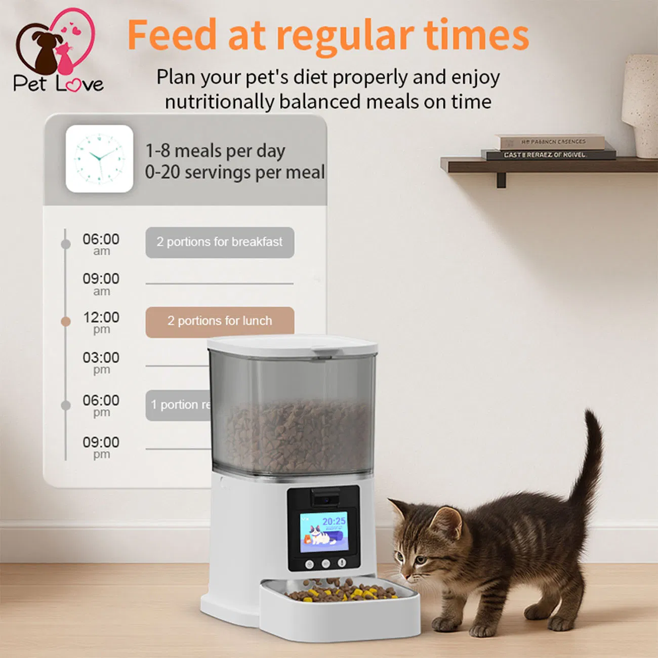 Smart Wi-Fi Pet Feeder with Remote Control for Cats