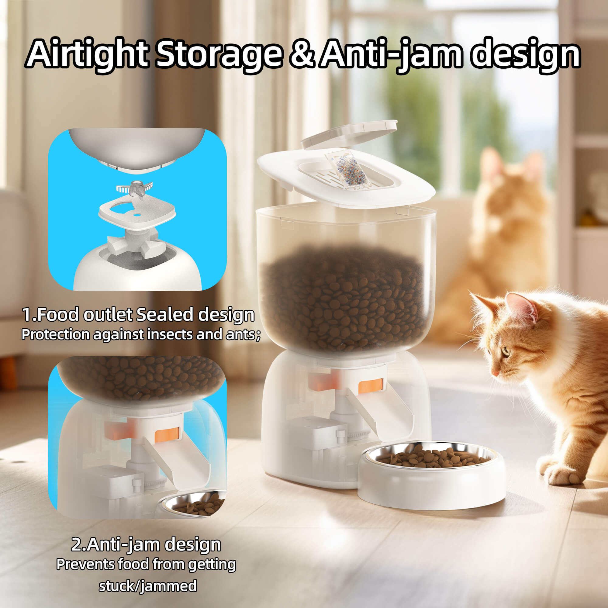 Automatic Pet Feeder 3L Self-Feeding Dog Feeder Timed 10S Voice Recorder Dual Power Supply Automatic Cat Food Dispenser