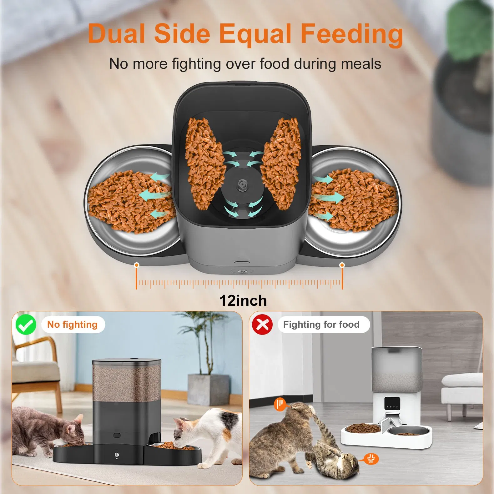 Tuya Remote Control Smart Pet Feeder with 6 Meals Daily Scheduling