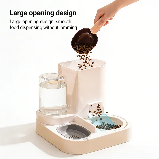 Large-Capacity Automatic Pet Feeder Separation of Wet and Dry Areas