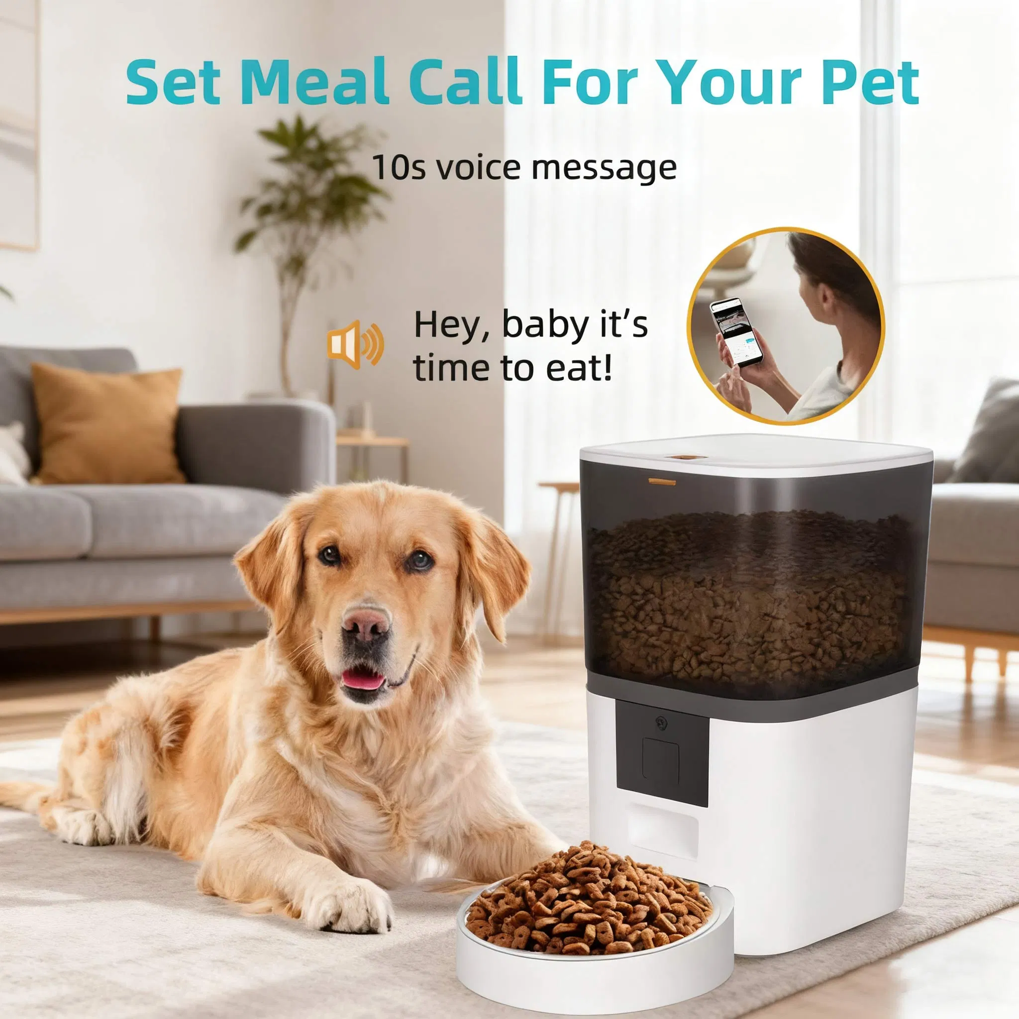 6L Tuya Smart Automatic Double Bowl Pet Feeder - APP Portion Control, Stackable, Dual Power &amp; Dry Food Dispenser for Cat Dog