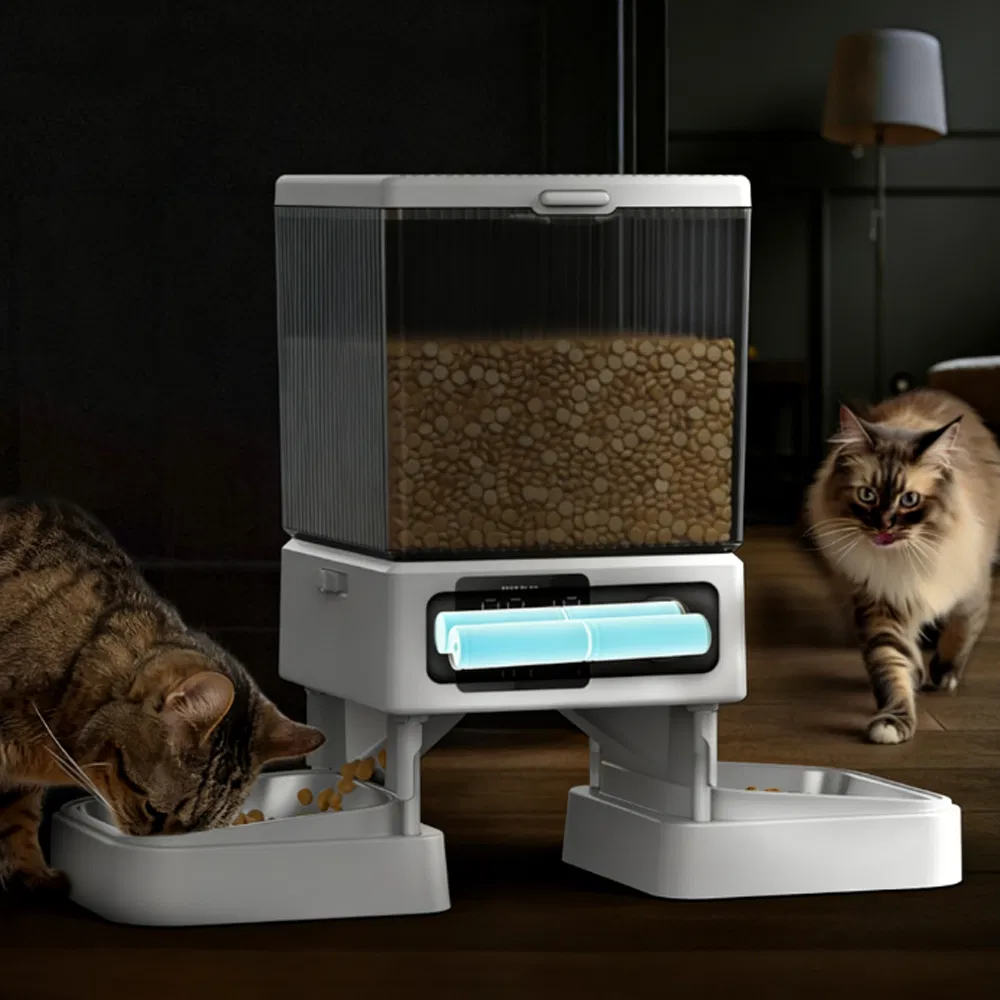 Smart Automatic Pet Feeder with Dual Bowls: Visible Hopper, Timed &amp; Portion Control for Cats &amp; Dogs