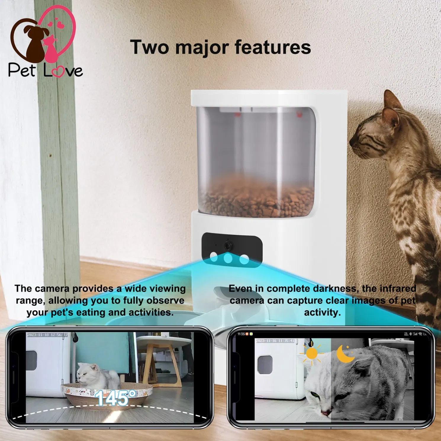 Smart Dual-Bowl Pet Feeder with 1080P Video Monitoring