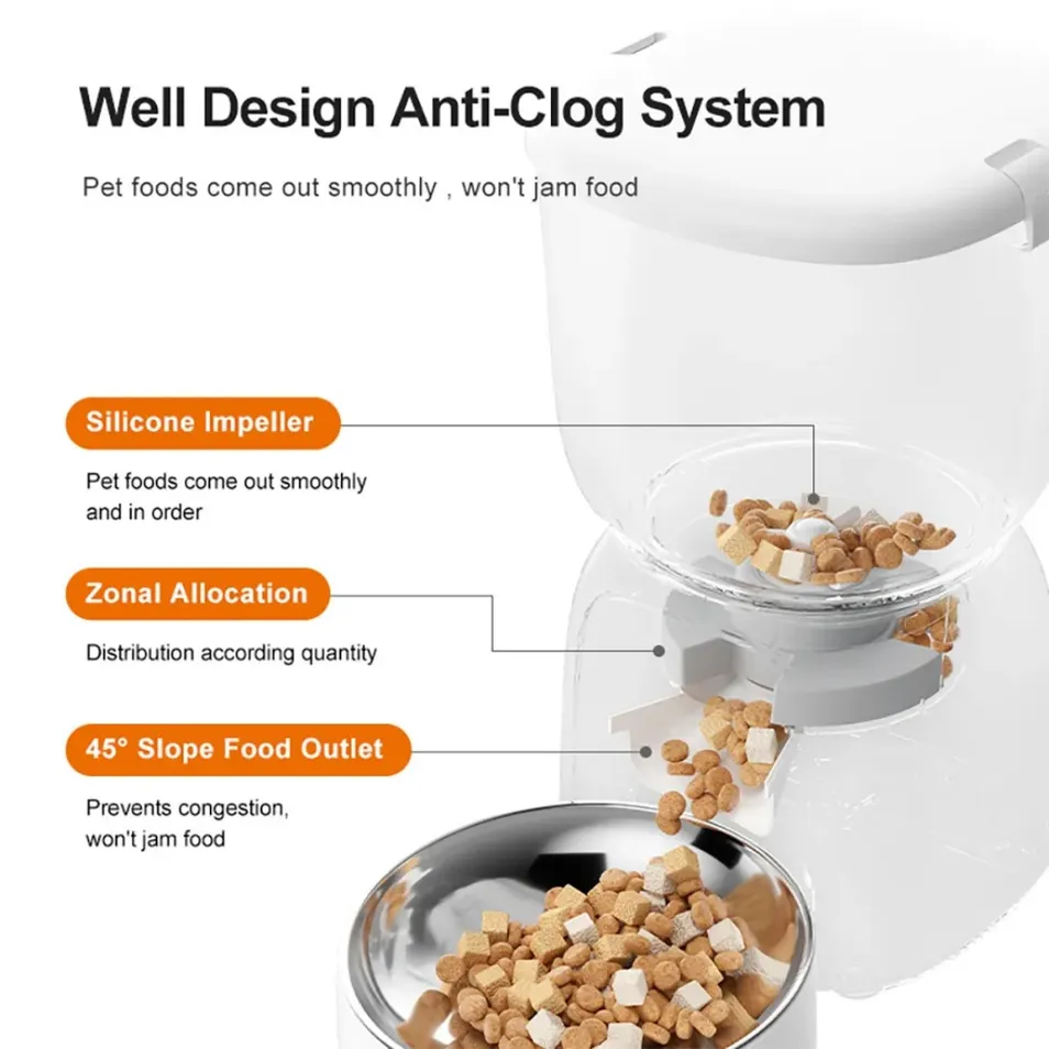 10 Second Voice Playback Recording Smart Pet Feeder for Dry Food