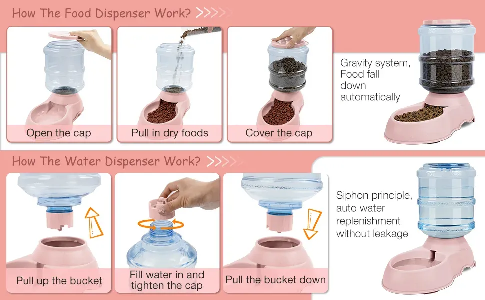 Automatic Water Dispenser Large Capacity Pet Feeder for Small Large Dog Food Bowl