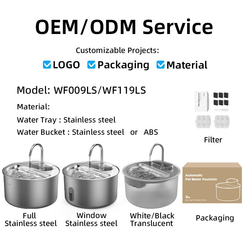 OEM 4L Cat Water Dispenser Visible Window Tuya WiFi APP Dog Water Fountain Automatic Pet Drinking Water Fountain Stainless Steel