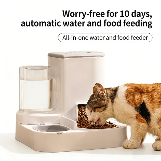 Large-Capacity Automatic Pet Feeder Separation of Wet and Dry Areas