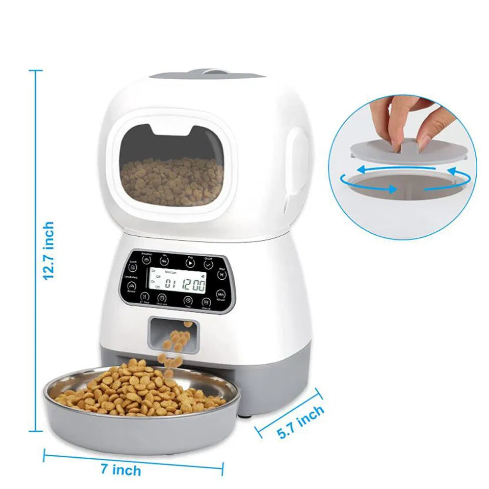 Timed Automatic Voice Recording Dual Power Supply Pet Feeder