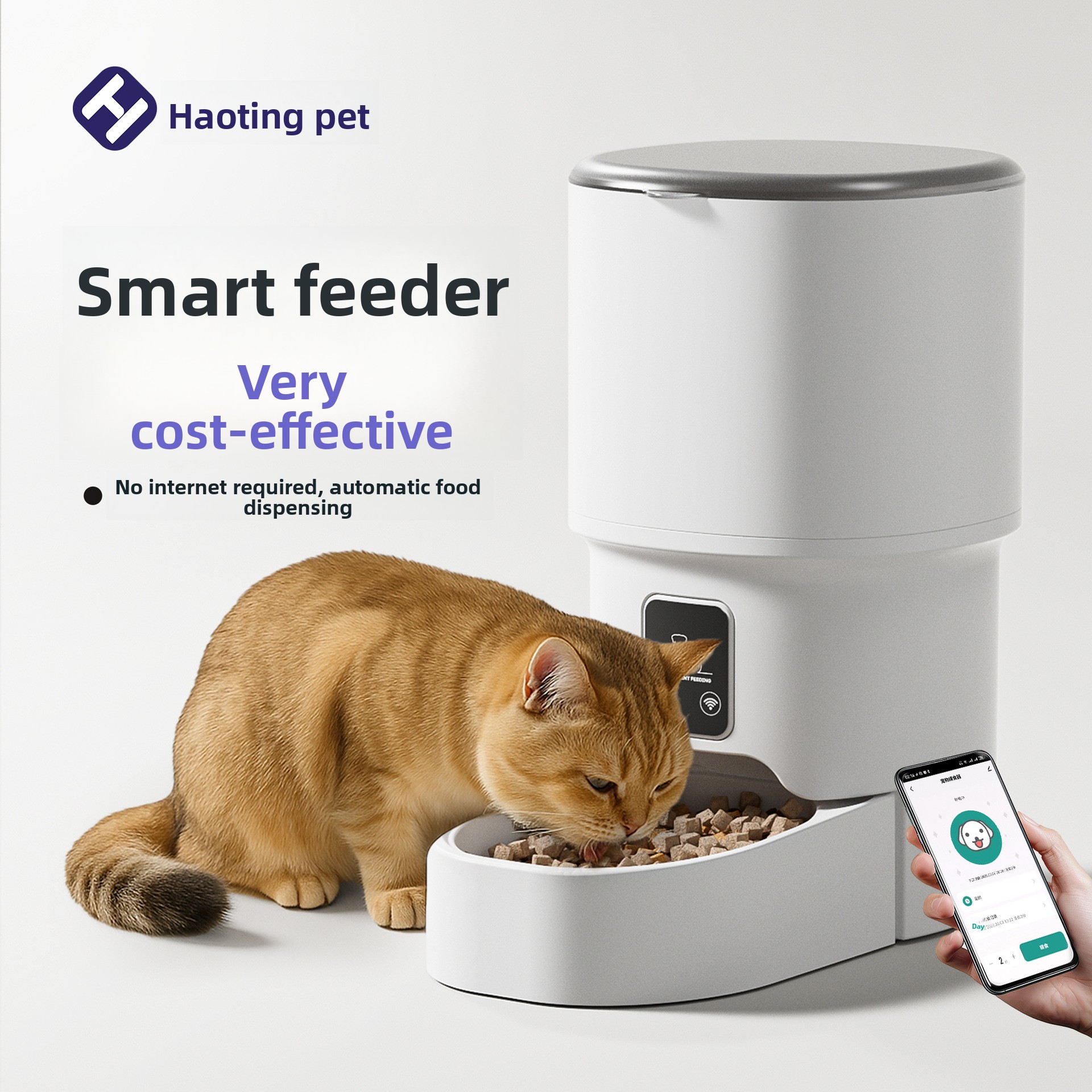 Pet Automatic Feeder 304 Stainless Steel Smartphone WiFi &amp; Bluetooth Timed Feeding Control Smart Food Dispenser for Cats