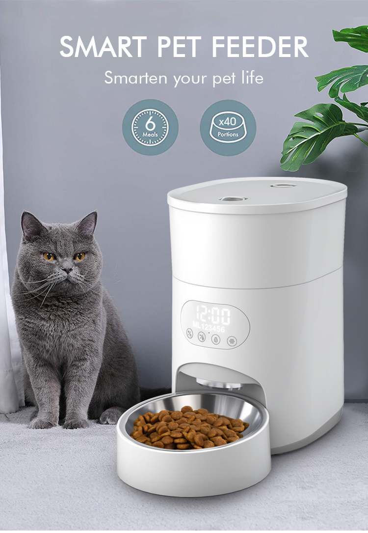 Automatic Cat Feeders, 4L Cat Dry Food Dispenser, Automatic Pet Feeders for Cats and Dogs with Portion Control, Schedule 1-6 Meals Per Day, 10s Customized Voice