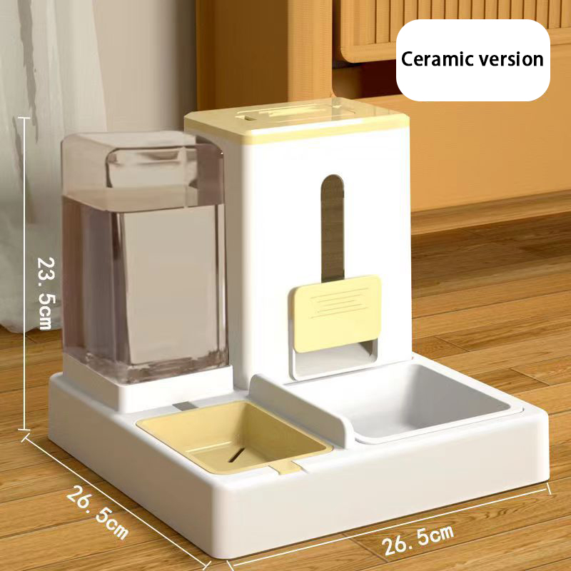 Pet Supplies Cat Bowl Dog Bowl Double Bowl Automatic Waterer Large Capacity Cat Bowl All-in-One Automatic Cat Feeder