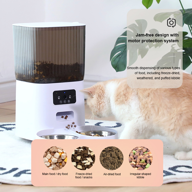 Automatic Cat Feeder with Camera 5L Dual Pet Timed Electric Smart APP Food Feeding Dispenser with APP Control for Remote Feeding