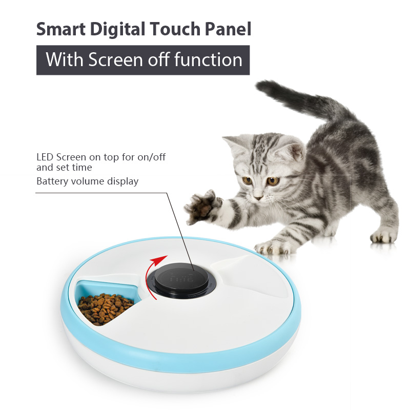 Six Meals Automatic Interactive Smart Timed Dispenser Food Water Container Slow Pet Dog Cat Feeder Bowl