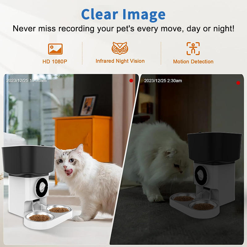 Goldenhour HD Camera Pet Monitoring USB-Charged Automatic Pet Feeder for Dogs Cats with Anti-Clog