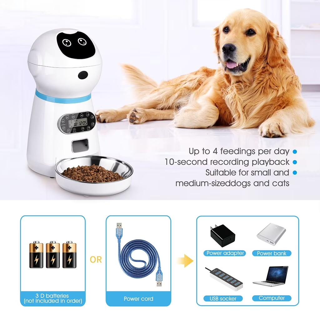 Factory Price Automatic Pet Feeder Timed Cat Feeder with Voice Recording Stainless Steel Bowl for Home Dog Cat Feeding