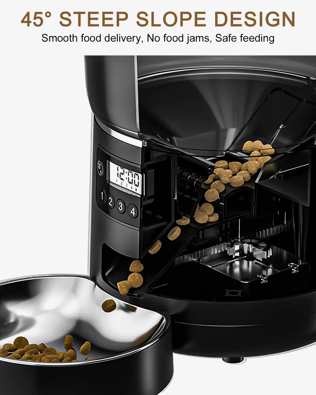 Large Capacity Smart Pet Feeder with Anti-Clog Design