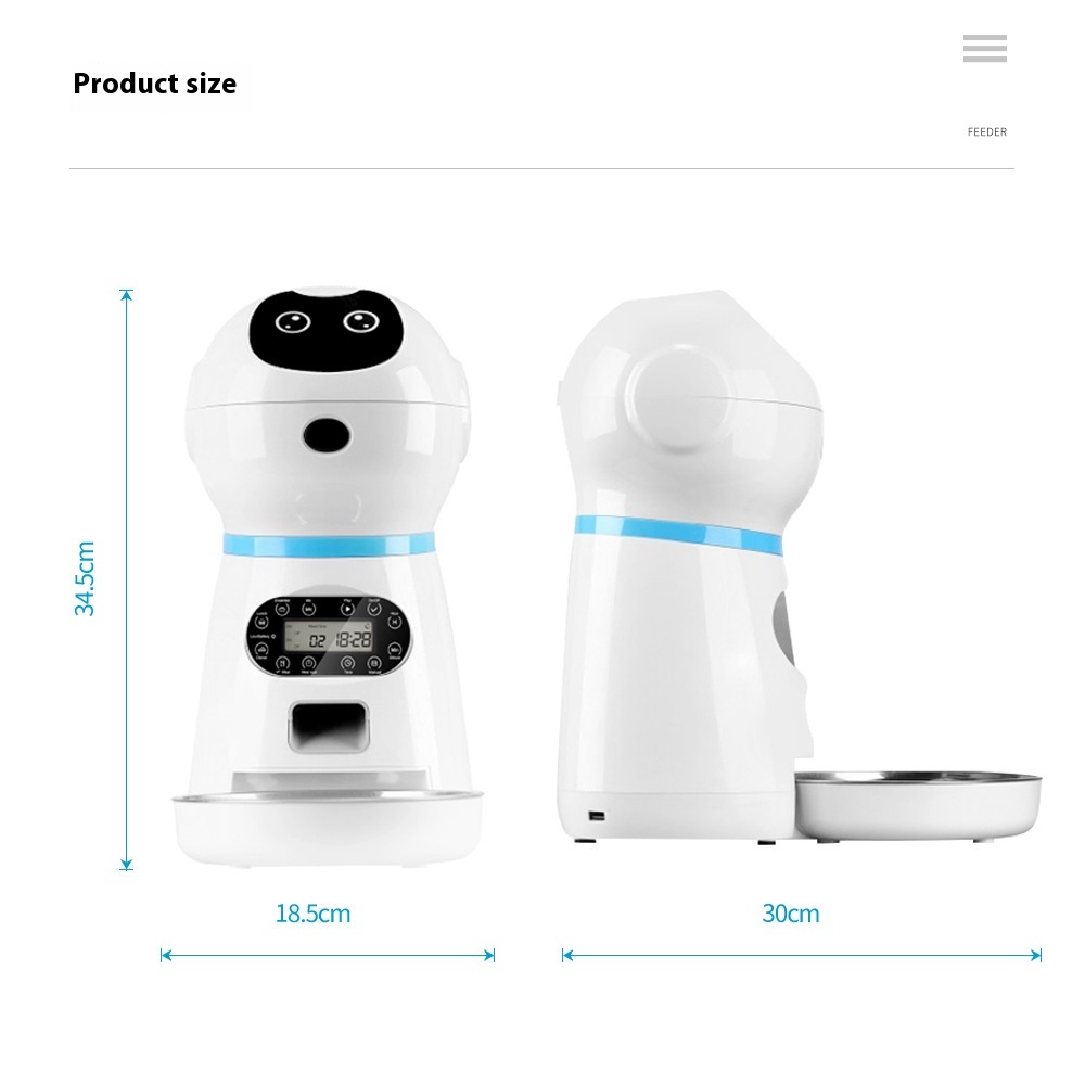 Intelligent Timed Automatic Pet Feeder Plastic Food Tray Robot Feeder for Cat and Dog