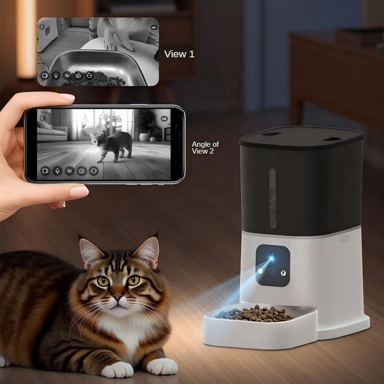 OEM/ODM Eco-Friendly Charge Battery Operated Automatic Pet Feeder with Camera App Control Timed Smart Feeding for Cats Dogs