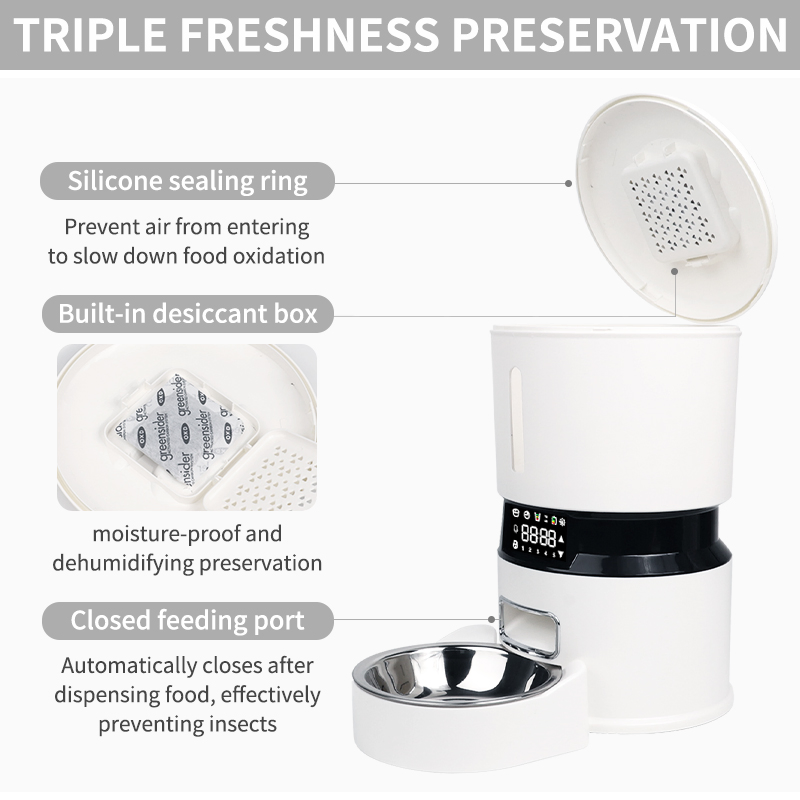 Automatic Pet Feeder 6.5-Litre Smart Cat Food Dispenser Dry Food Timed Feeder Suitable for Dogs Automatic Pet Feeder Plastic Construction Rechargeable