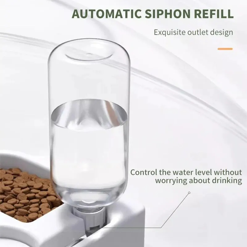 Space Saving Automatic Anti-Rollover Pet Dog Cat Food Feeder Bowl Water Dispenser