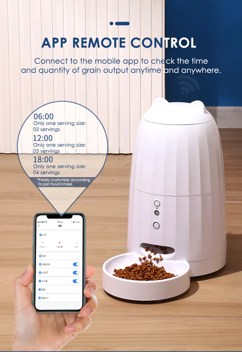 Automatic Pet Feeder WiFi Camera Video Cat Dog Feeder Dispenser