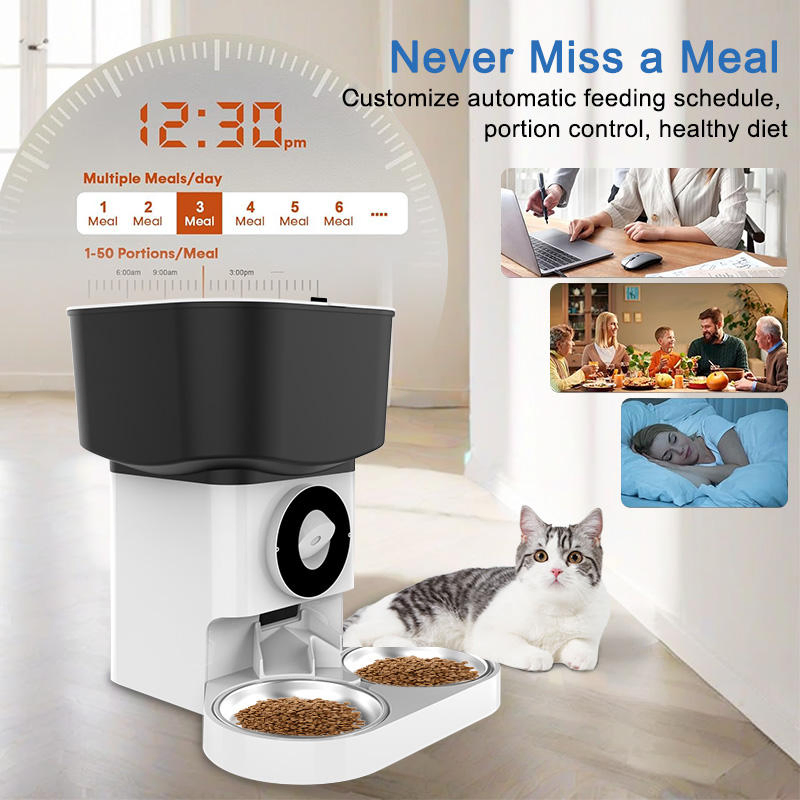 Goldenhour HD Camera Pet Monitoring USB-Charged Automatic Pet Feeder for Dogs Cats with Anti-Clog