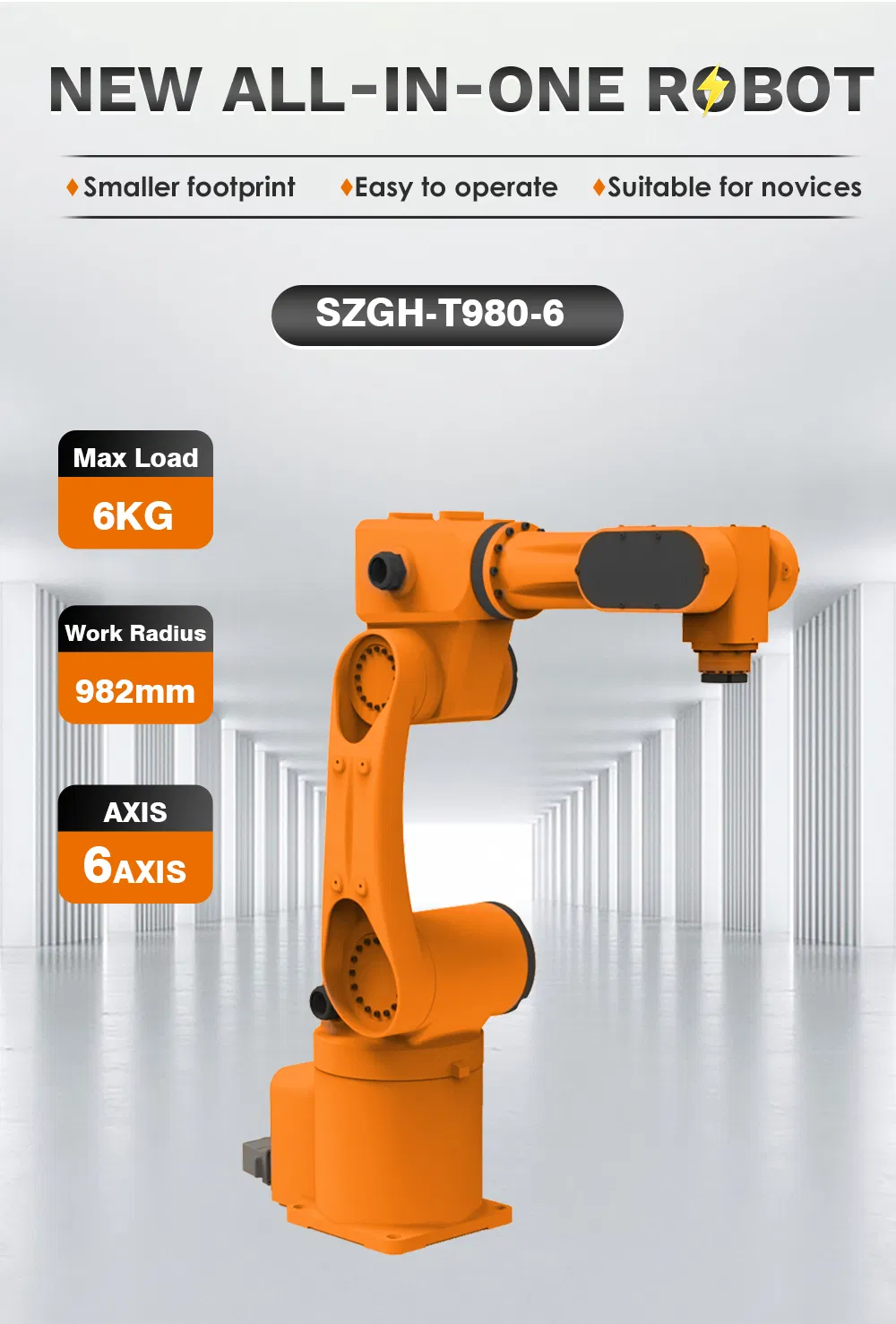 T980-6 982mm 6kg Smart Press Feeding Robot Description 1