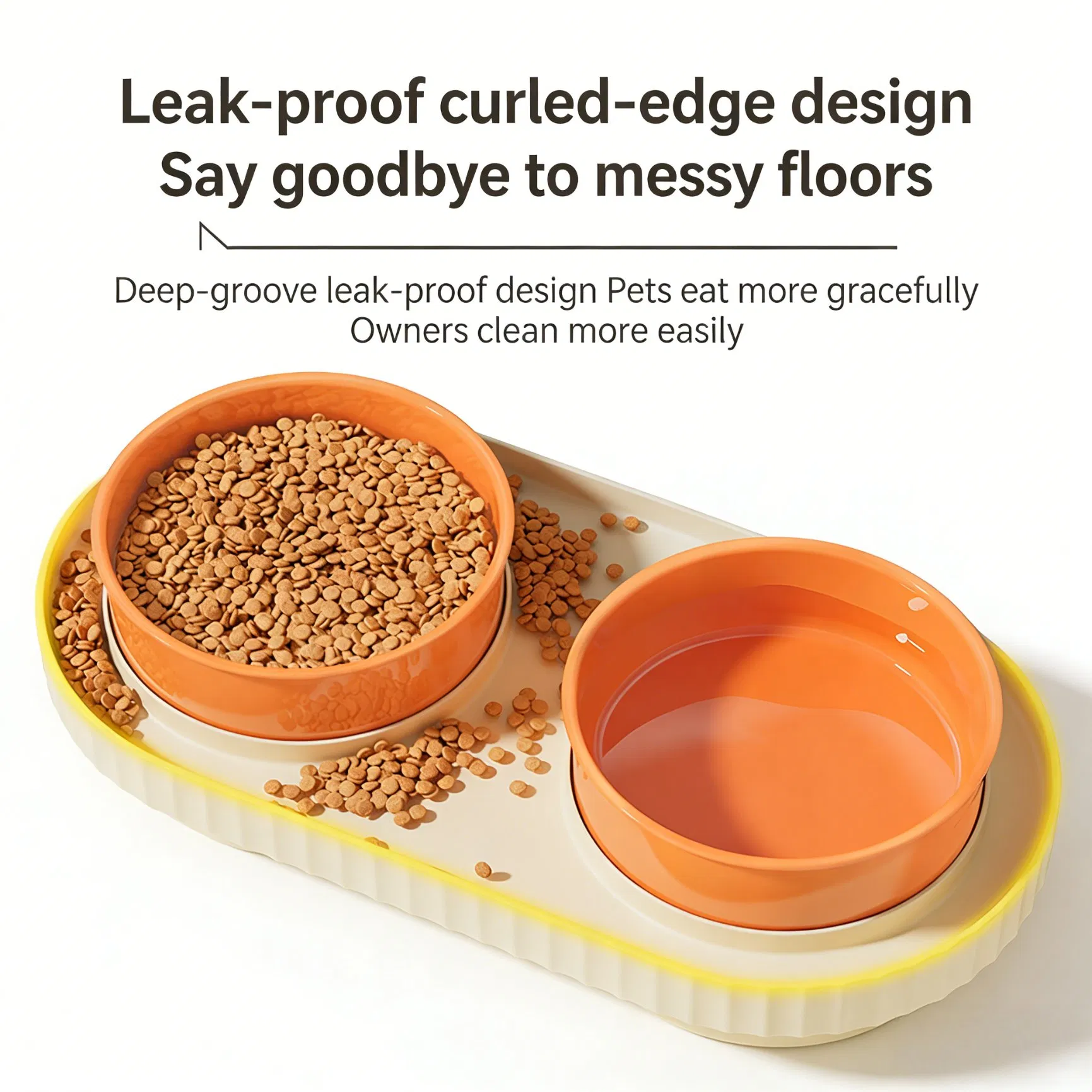 Pet Couple Bowl Pet Bowls Customizable Colors for Pet Double Bowls