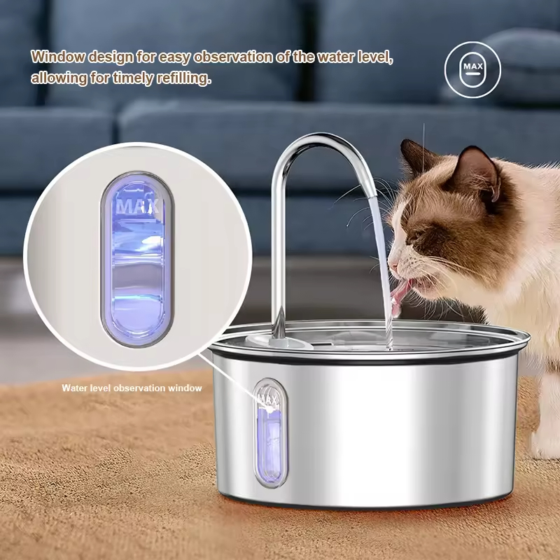 Automatic Water Fountain for Cats Stainless Steel Pet Drinking Feeder Supply